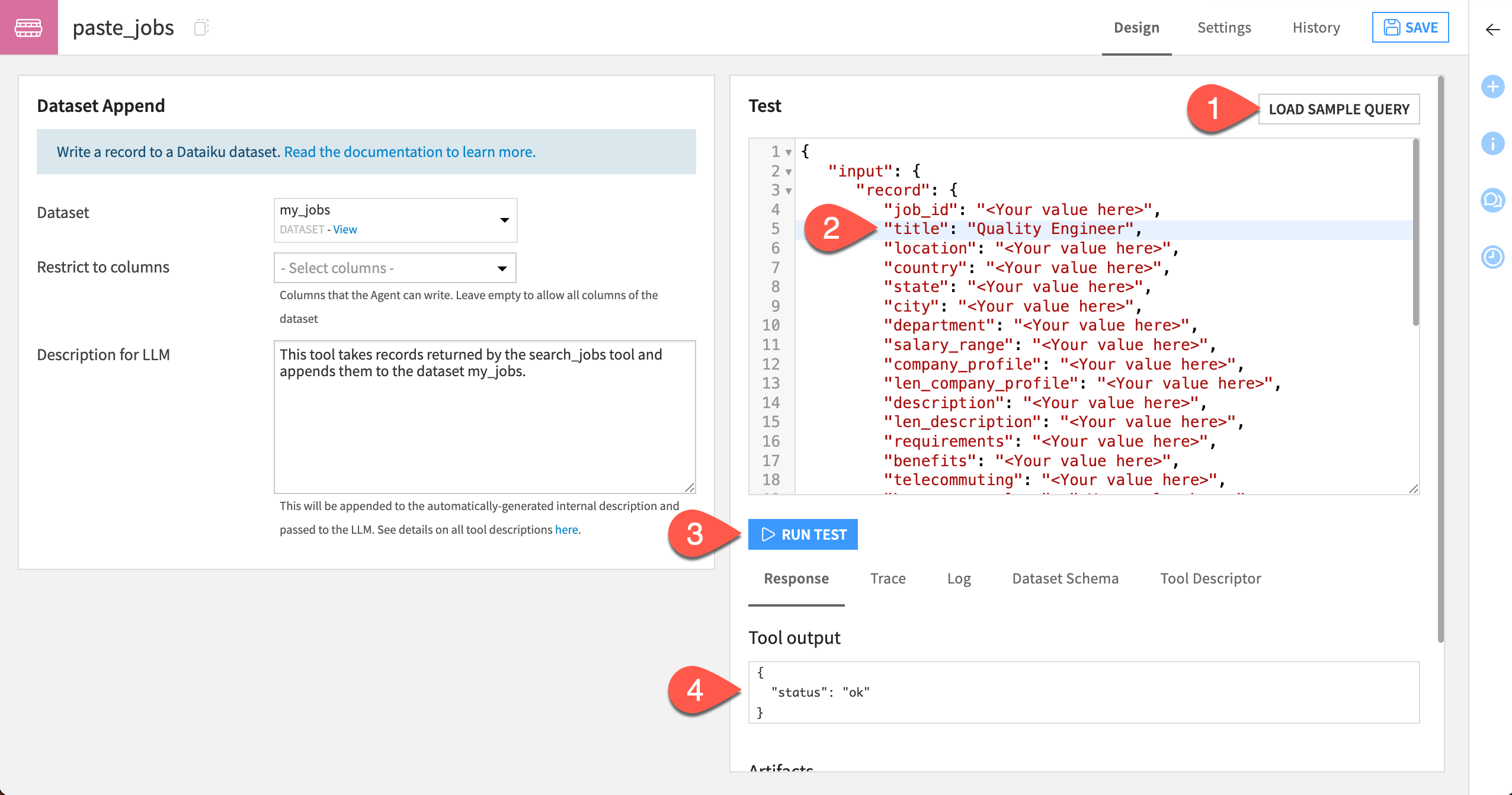 Steps to test the Dataset Append tool.