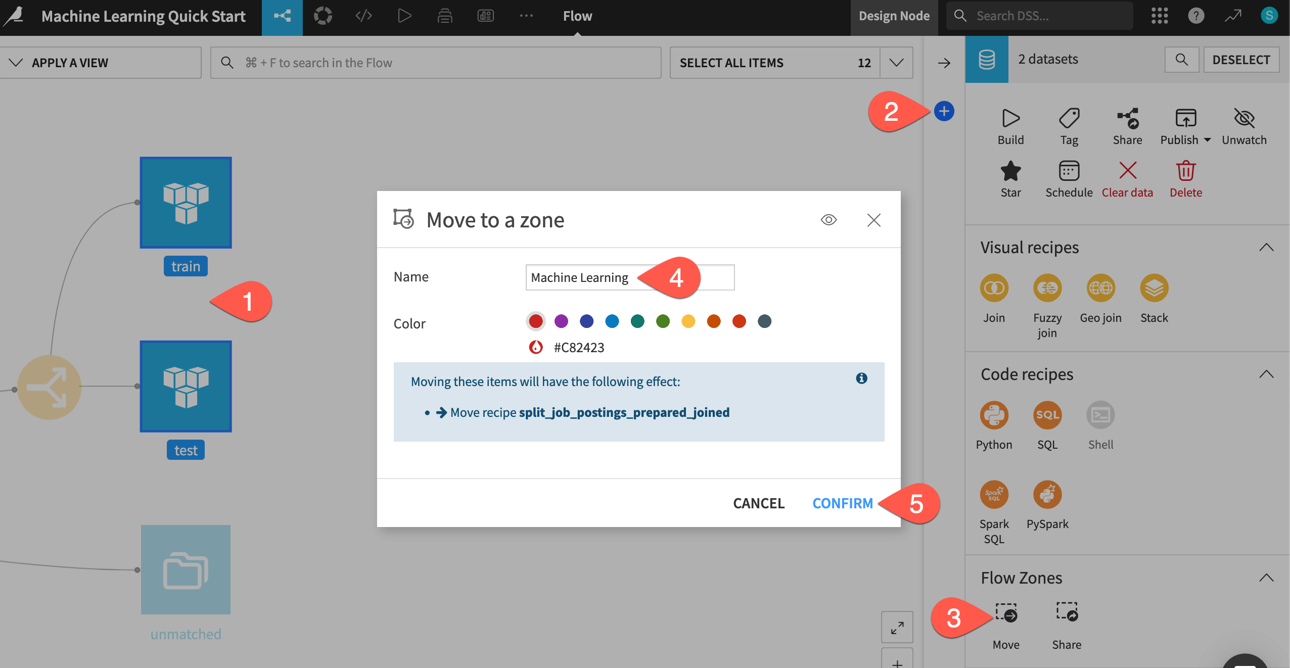 Dataiku screenshot of the dialog for creating a Flow zone.