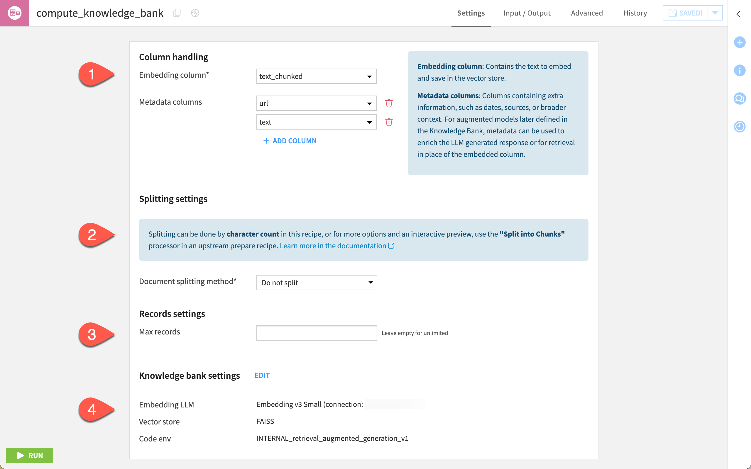 Screenshot of the settings page of an Embed recipe.