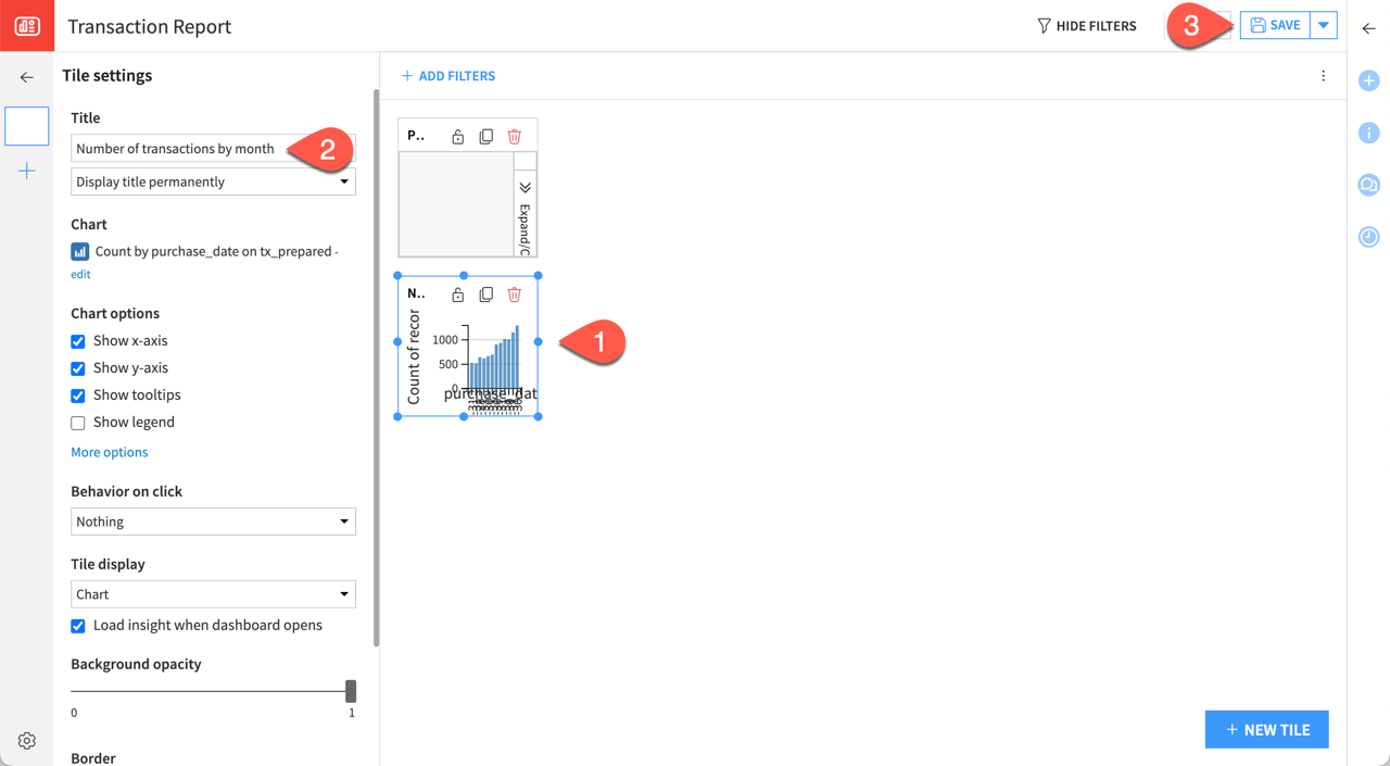 Dataiku screenshot of a dashboard being edited.