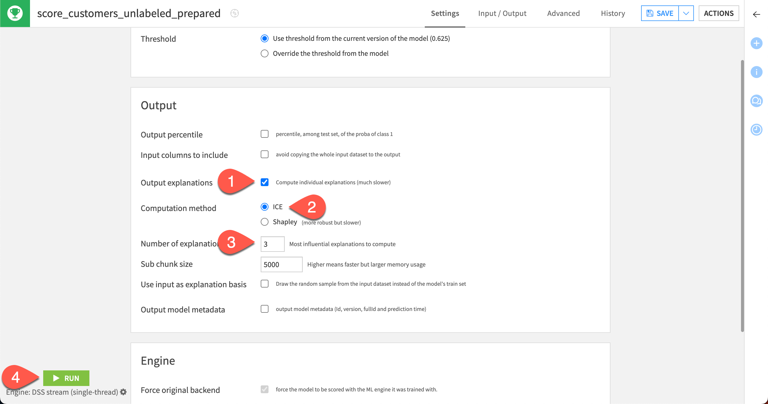 Configuration options for applying a Score recipe.