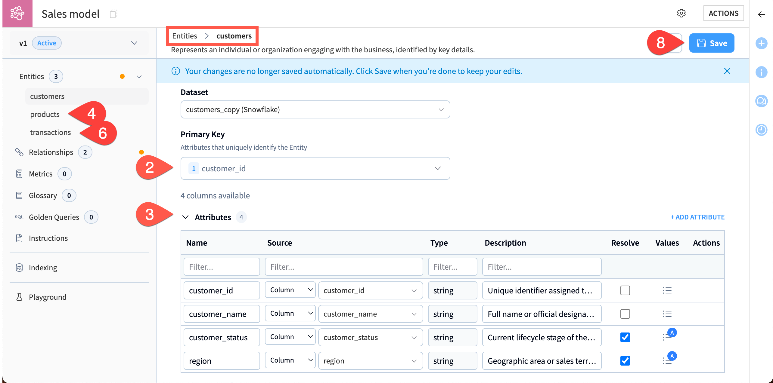 Screenshot showing the steps to check entities.