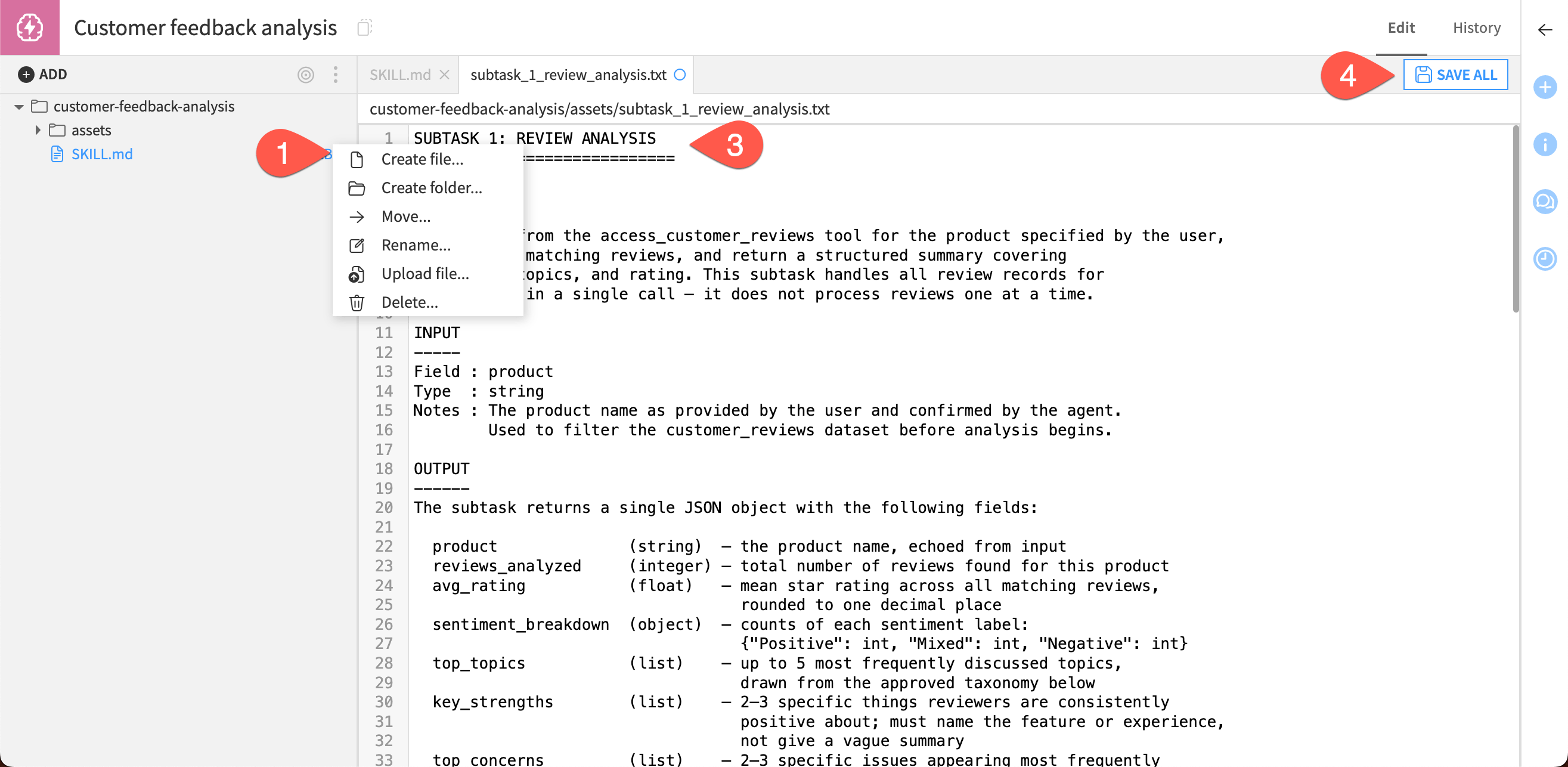Screenshot showing steps to add the first subtask.