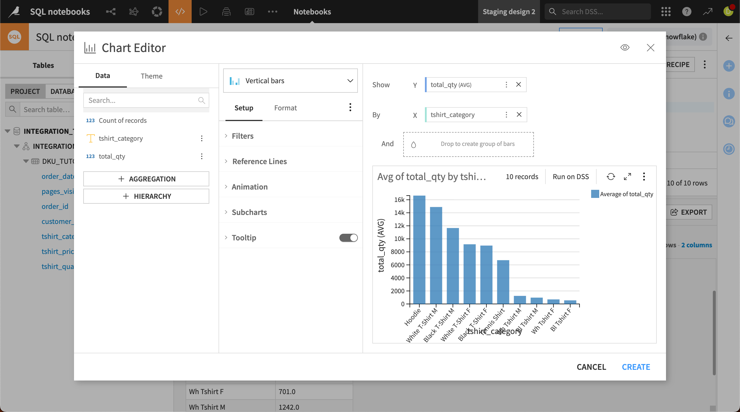 A built-in Chart Editor creates charts from the SQL query results.