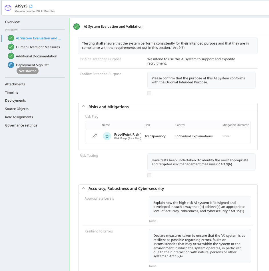 First step of the bundle template to validate purpose of the system.