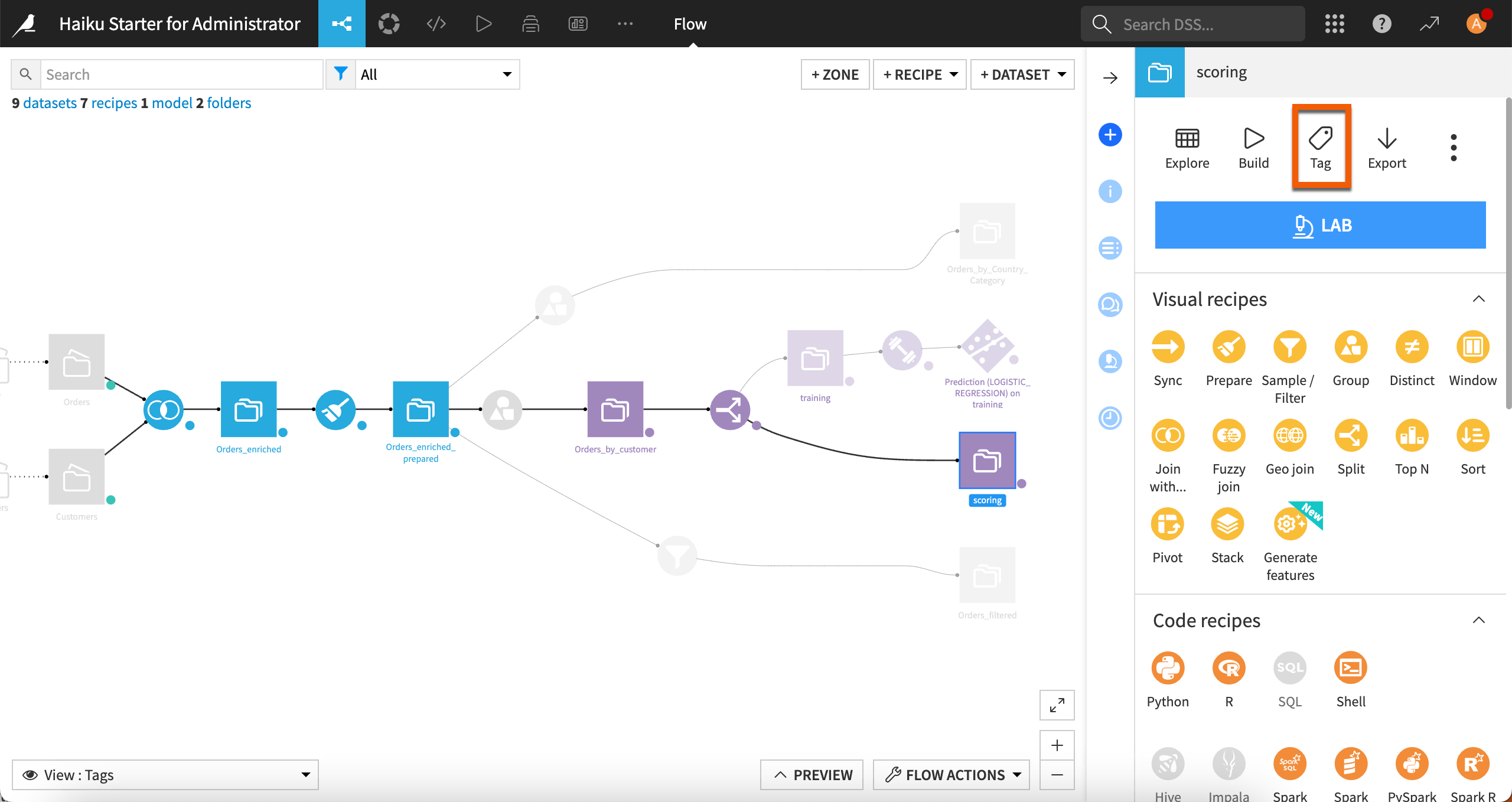 Example of a Flow with tags.