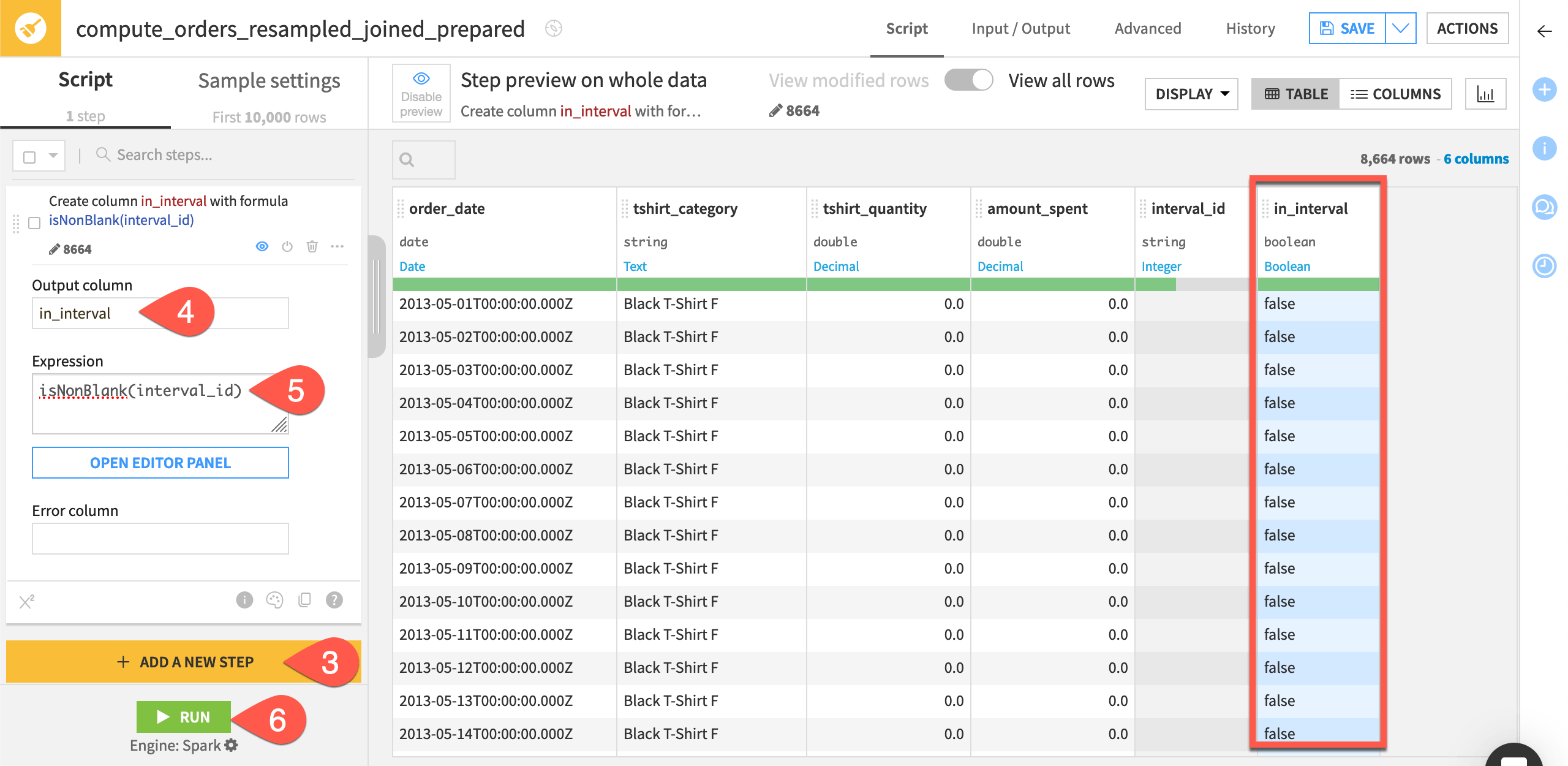 Dataiku screenshot of a Prepare recipe.