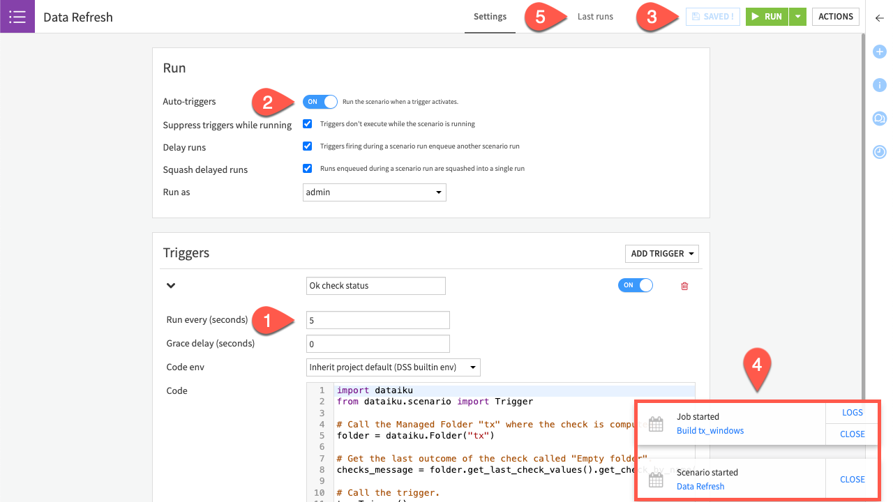 Dataiku screenshot of the auto-triggers running.