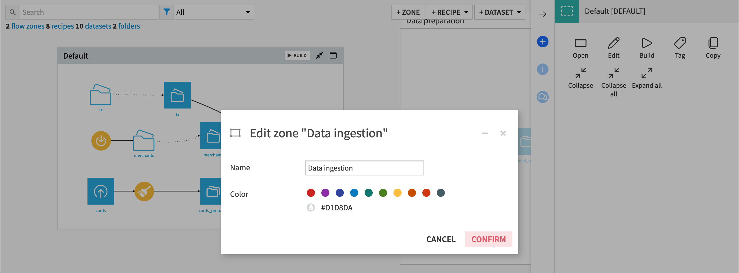 Dataiku screenshot of the dialog for renaming a Flow zone.